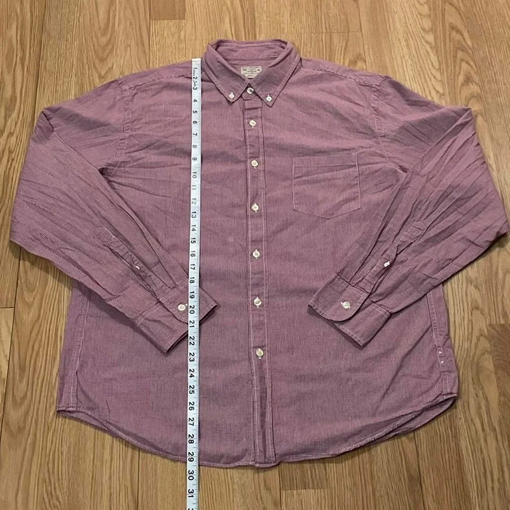 J Crew Mens Large Long sleeve Button Down Shirt Classic Red Gingham Check